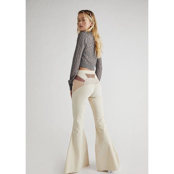 Free People Pants - NWT We the Free People Size 26 Ray of Sunshine Cord Flare Jeans Pants Neutrals